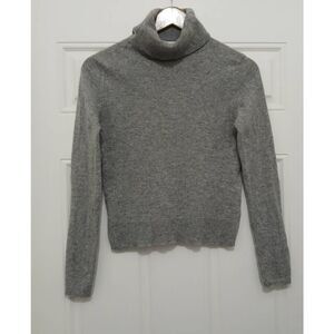 Adrienne vittadini women medium 2ply 100% cashmere turtleneck sweater gray crop